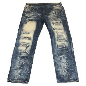 GS115 Men's Distressed Acid Wash Jeans Size 38 Style Faded Denim Y2K